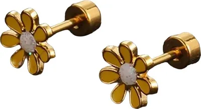 Obrázek produktu pro Náušnice Flower - Zlatá/Žlutá | Stylový šperk KP21745