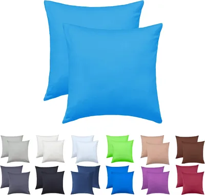 Produktbild von 2er Set Kissenbezüge Kissenhüllen 100% Baumwolle 80x80 cm Türkis