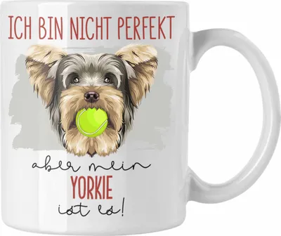 Produktbild von Trendation - Yorkie Besitzer Tasse Geschenk Lustiger Spruch Geschenkidee Besitzerin Ich Bin Nicht Perfekt Aber Mein Yorkie Ist Es (Weiß)