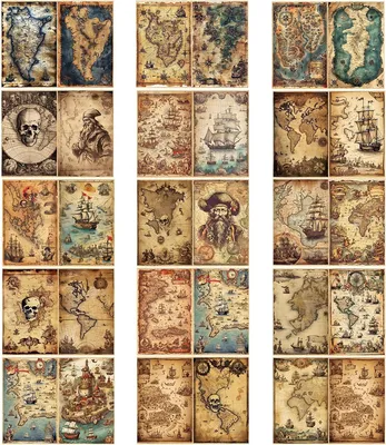 Produktbild von Alte Karten Scrapbooking-Papier - 30 Blatt Decoupage-Papier Seekarte 14 x 18 cm für Journaling und Kalender