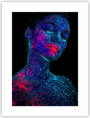 Produktbild von Poster - Poster ohne Rahmen - Frau Ultraviolett Glitzer - 30x40 cm - Wand Bild - Wanddeko - Wandbilder - Kunstposter - Wandposter - Bilder - Kunstdruck - Wanddekoration - Wandbild - P2XPA30x40-4527