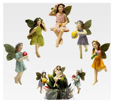 Produktbild von Feenfiguren, 5 Stück 3,5 cm Miniatur-Fee-Statuen für DIY-Landschaftsdekoration im Garten