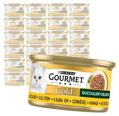 Produktbild von Purina Gourmet Gold mit Huhn 24x85g Nassfutter für Katzen – Saftige Genüsse