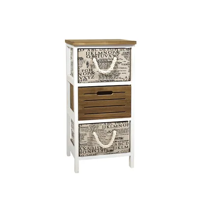 Produktbild von Kobolo Kommode Holzregal Regal mit 3 Schubfächern 64 cm - Standregal Aufbewahrung Einrichtung Deko Bücherregal Shelf Kleinmöbel Schrank Ordnung Home