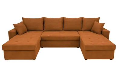Produktbild von U-Form Ecksofa Gustaw mit Schlaffunktion und Kissen, Cordstoff Zoom 8 Terra