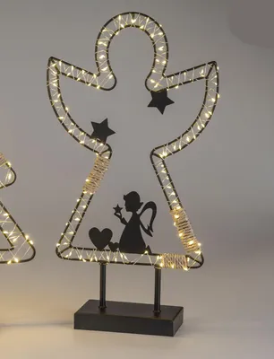 Produktbild von LED Dekoobjekt Engel auf Fuß H. 50cm schwarz aus Metall Formano W25