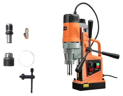 Image de Perceuse magnétique, moteur 1550 W, vitesse réglable de 0 à 500 tr/min, orange/noir