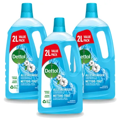 Produktbild von 3 x Dettol Power & Fresh Allesreiniger Katoenfrisch - 2 l - Vorteilspackung - 3 Stücke