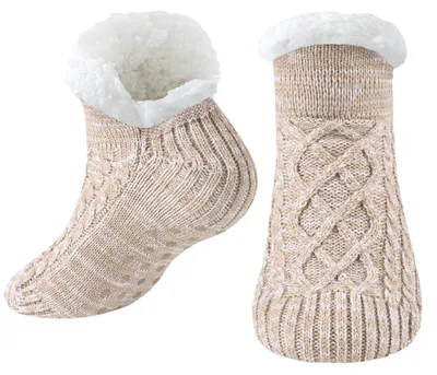 Produktbild von Kuschelsocken Damen Herren Khaki 36-44 EU Rutschfest Warm Fleece Gefüttert