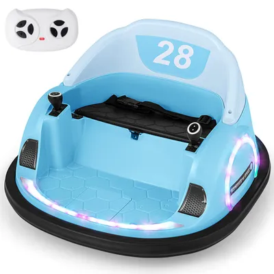 Immagine prodotto di COSTWAY 68x66x40 cm Autoscontro 12V per bambini con telecomando, autoscontro elettrico con rotazione a 360°, musica e luci, per bambini dai 18 mesi blu