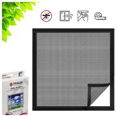 Zdjęcie produktu dla Siatka do Okien 150x180cm Czarna Moskitiera na Insekty Owady z Rzepem