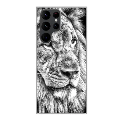 Produktbild von MuchoWow® Handyhülle Schutzhülle Hülle für Samsung Galaxy S22 Ultra Porträt - Löwe - Schwarz und weiß Silikon Softcase Handy Hülle - Abbildung