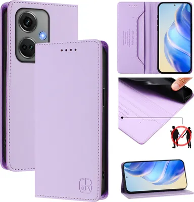 Produktbild von Lederhülle für OnePlus Nord CE3 Hülle Flip Brieftasche Kartenfächern Ständer Schutzhülle Violett