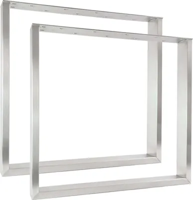 Two rectangular metal table legs are shown against a white background.