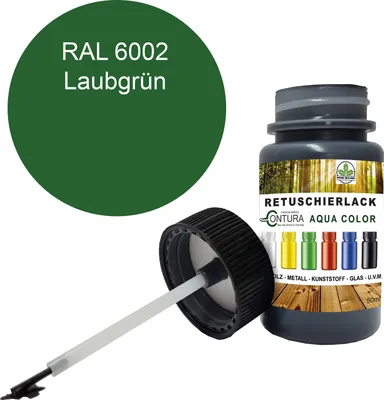 Produktbild von Reparaturlack Lackstift RAL Lack Pinselflasche 50ml. Farbe Holz Metall Möbel Auto Bad Retuschierlack - RAL 6002 Laubgrün