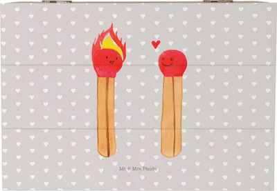 Produktbild von Mr. & Mrs. Panda Holzkiste Streichhölzer 22 x 15 cm - Grau Pastell - Geschenk, Freundin, Liebesgeschenk, Geschenkbox, Box aus Holz, Schatulle, schatztruhe, Liebesbeweis