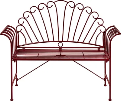 Produktbild von BELIANI 2-Sitzer Gartenbank Burgunderrot Eisen 125 cm Französisch Romantisch Verschnörkelt Vintage Stil Outdoor Balkon Terrasse Garten Sitzbank