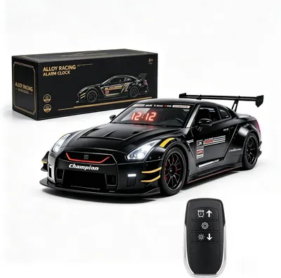 Produktbild von Sportwagen Wecker mit LED-Display, Fernbedienung und Soundeffekten(Schwarz)