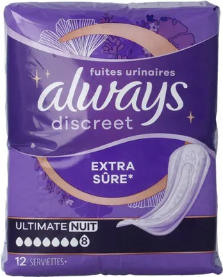 Produktbild von Always Discreet Ultimate Damenbinden für die Nacht (12 Stück)