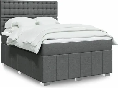 Produktbild von Möbel2024 Boxspringbett mit Matratze Dunkelgrau 140x190 cm Stoff Klassische Betten 306104