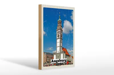 Produktbild von Holzschild Städte Augsburg Deutschland Perlachturm 20x30cm