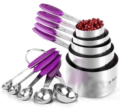 Immagine prodotto di Solidchoice - Set di 10 misurini e cucchiai in acciaio inossidabile (viola)