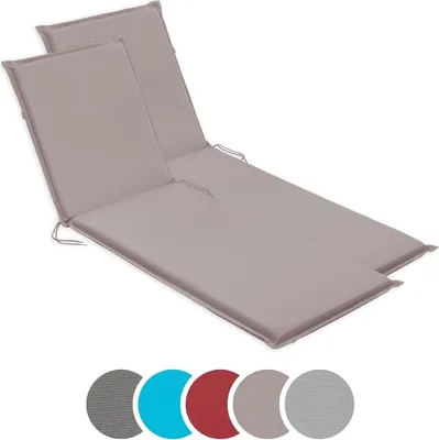 Produktbild von sleepling - 2er Set Gartenliege Auflage, Polster Sonnenliege, 190 x 58 cm, 6 cm dick, taupe