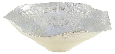 Produktbild von Große, glänzende Schalenvase aus Silber, 45 x 45 x 14,5 cm