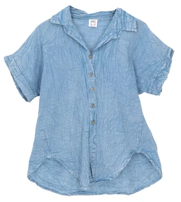 Produktbild von Baumwollbluse mit Kokosknöpfen - Hellblau, Damen, Baumwolle, Blusen & Tunikas