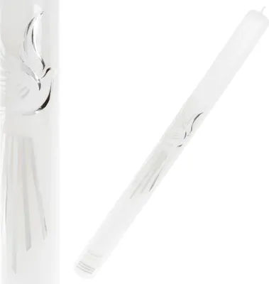 Obrázok produktu pre Minimalistická strieborná krstná sviečka s nápisom "Pamiatka svätého krstu"