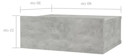 Produktbild von Hängender Nachttisch mit Schublade in Betongrau 40x30x15cm aus Holzwerkstoff