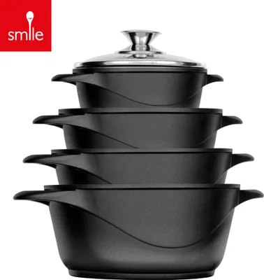 Produktbild von Smile Kochtopfset Hochwertige Qualität – Kochtöpfe aus Gussaluminium – Für alle Herdarten geeignet - Pfannenset - Kochtopfset