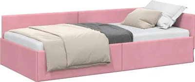 Produktbild von Eckbettgestell mit Kopfteil Rosa 90 cm x 200 cm Stoff