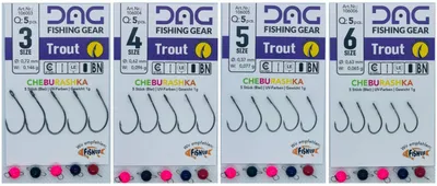 Produktbild von DAG Trout Hook + Cheburashka Blei - 5 Forellenhaken, Größe:3