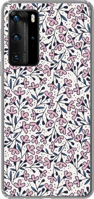 Produktbild von MuchoWow® Handyhülle Schutzhülle Hülle für Telefoonhoesje Huawei P40 Pro Mädchen - Blumen - Rosa - Muster - Mädchen - Kinder - Mädchen Silikon Softcase Handy Hülle - Schutz