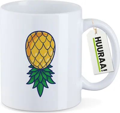 Produktbild von Huuraa Kaffeetasse Ananas Comic 330ml Weiß Keramik Kaffeebecher Geschenkidee