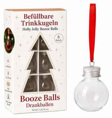 6er-Set Trinkkugeln 50 ml – transparent, mit Schraubdeckel & rotem Band