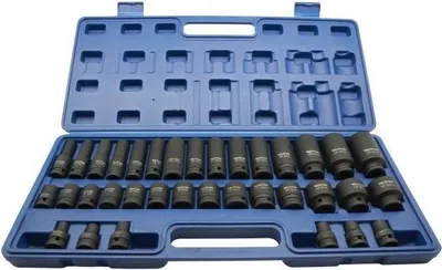 Productafbeelding van Set Koppelstukken Voor Slagschroefmachine, Kort En Lang, 1/2", 35 Stuks, Model Ad-35Kd