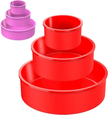 Obrázok produktu pre Sada silikónových foriem, 3 okrúhle formy s priemerom 20, 15 a 10 cm, s nepriľnavým povrchom, vhodné do rúry a do mrazničky