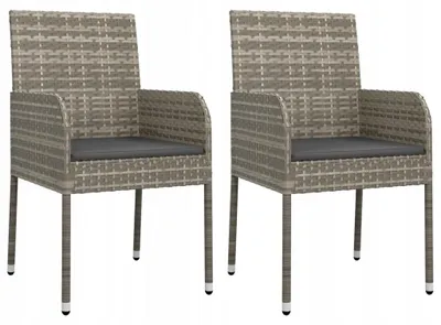 Produktbild von Graue Polyrattan Gartenstühle mit Kissen 48x55x88cm