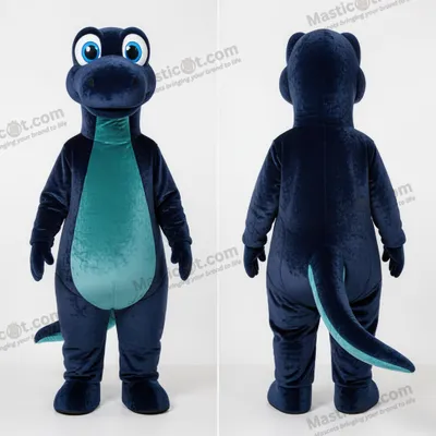 Image de Mascotte MASTICOT diplodocus en velours bleu marine