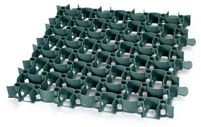 Produktbild von Garronda Rasengitter befahrbar 1 Stück (0,25 m²) 50x50x4 cm Kunststoff Parkplatzgitter zur Bodenbefestigung Kiesstabilisierung Drainage Stecksystem GD-0224 Grün