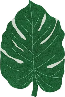 Produktbild von Baumwollteppich Tropenblatt-Muster Monstera - 120 x 160