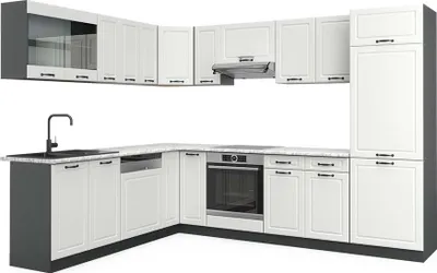 Produktbild von Eckküche Vicco R-Line Weiß Landhaus/Anthrazit 287 x 227 cm, AP Marmor, Model 43290