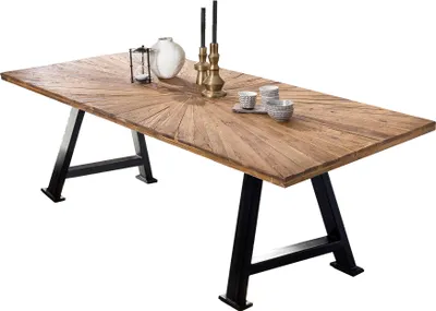 Produktbild von SIT Möbel Teak Esstisch | 220 x 100 cm | Tischplatte 50 mm natur | A-Gestell Metall antikschwarz | B 220 x T 100 x H 78 cm | 15463-11 | Serie TABLES & CO