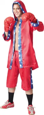 Produktbild von Herren Boxer Kostüm Ali dreiteilig mit Boxer-Handschuhen und dreiviertel langer Hose