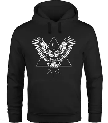 Produktbild von Hoodie Herren Eule Kapuzen-Pullover Neverless® schwarz L