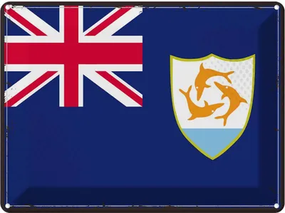 Produktbild von vianmo Blechschild 30x40 cm Anguillas Retro Anguilla Flagge Fahne Wappen