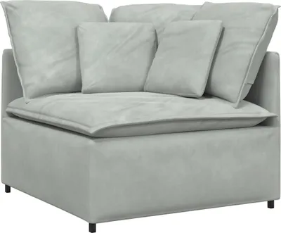 Image de Module d'angle pour canapé modulable avec coussins gris clair 100 cm