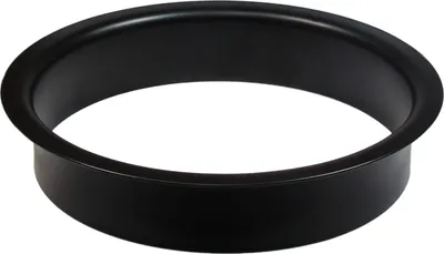 A black metal ring on a white background.